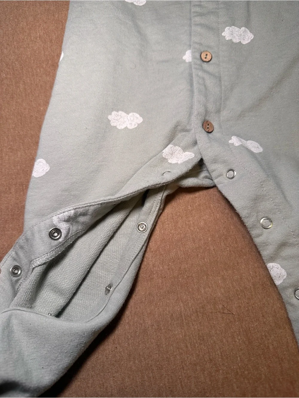 Kids Cloud-Print One-Piece Romper in Sage